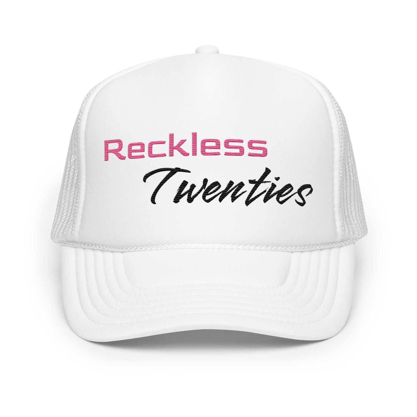 Pink Reckless Twenties Foam White Trucker Hat