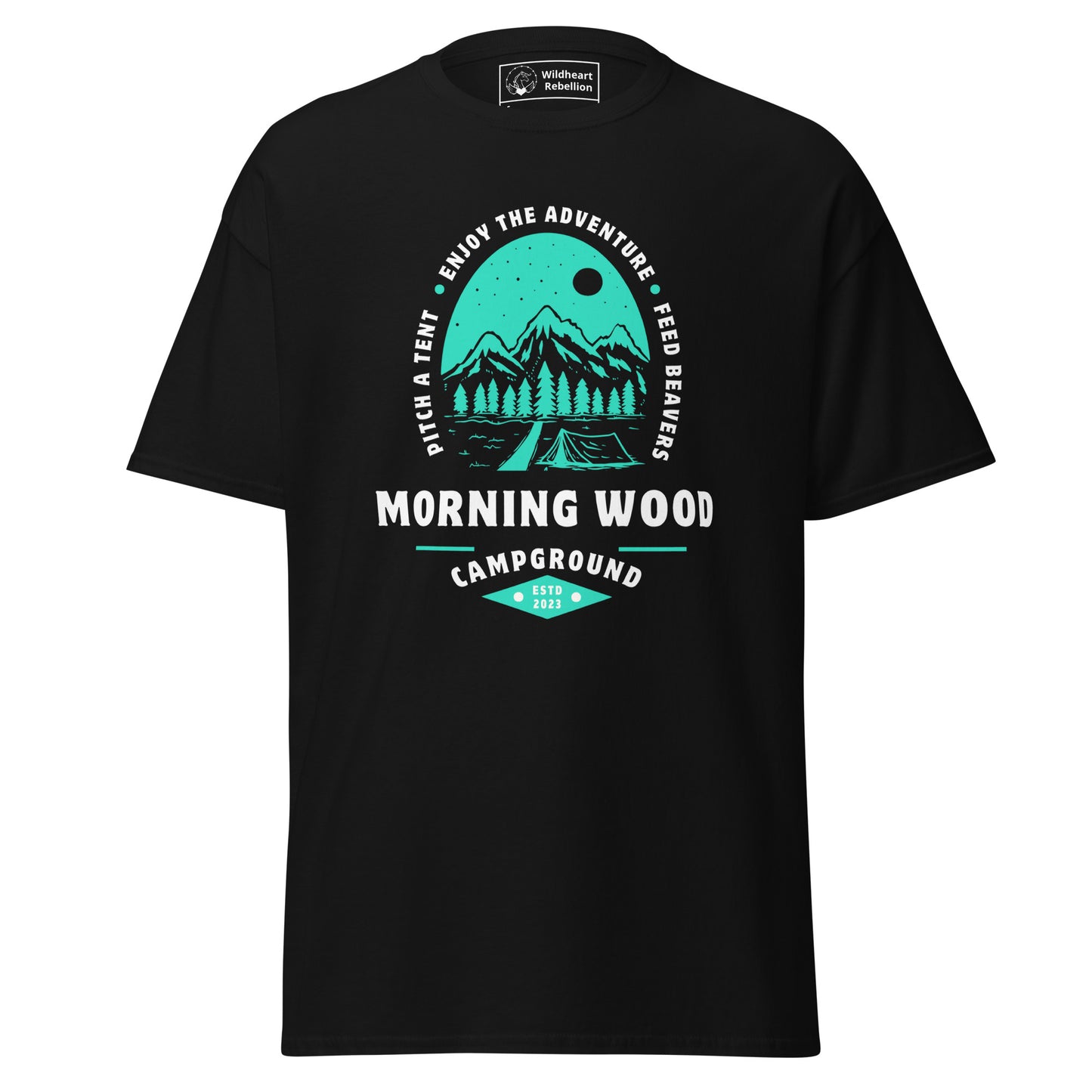Morning Wood Campground Men's Black Graphic Tee