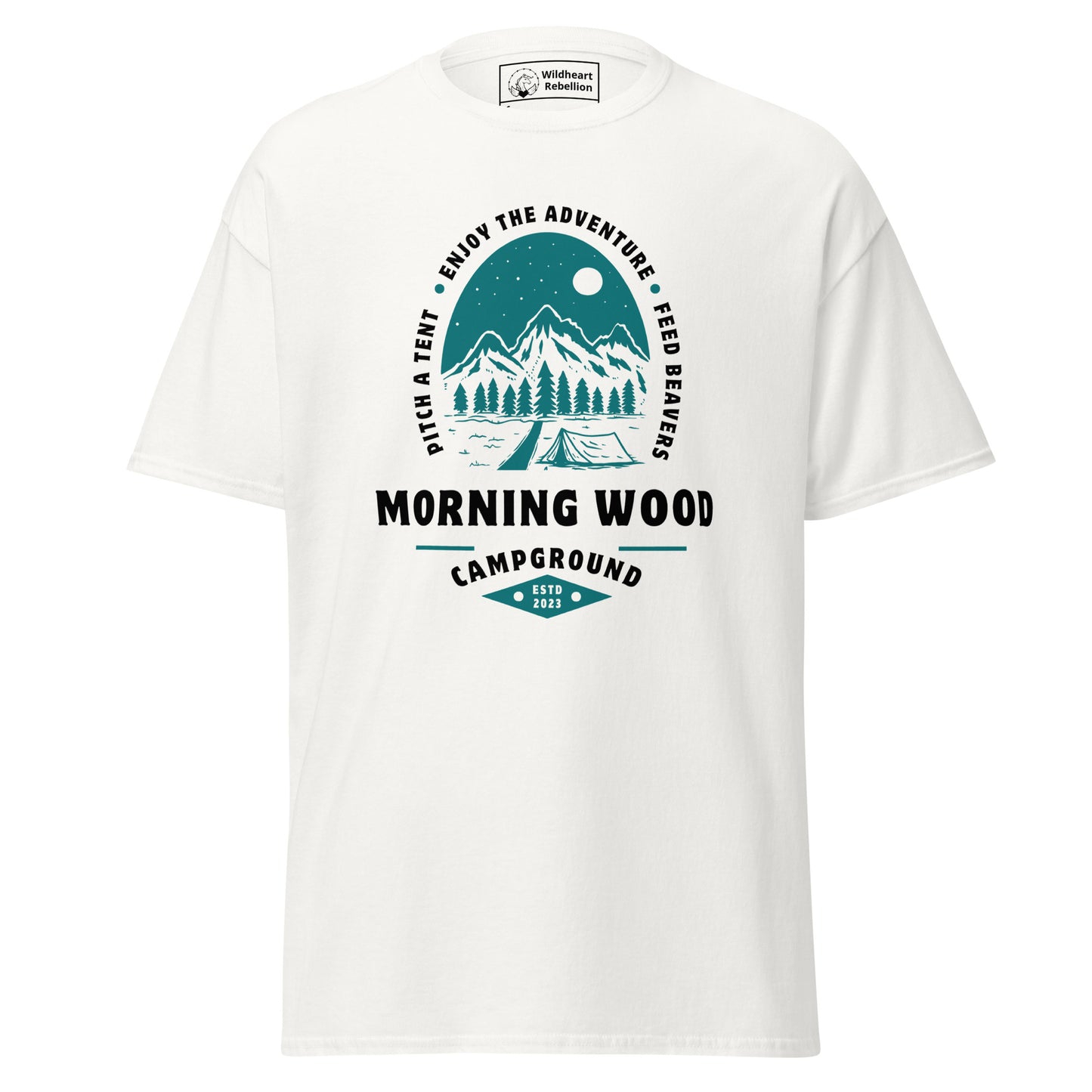 Morning Wood Campground Men's White Graphic Tee