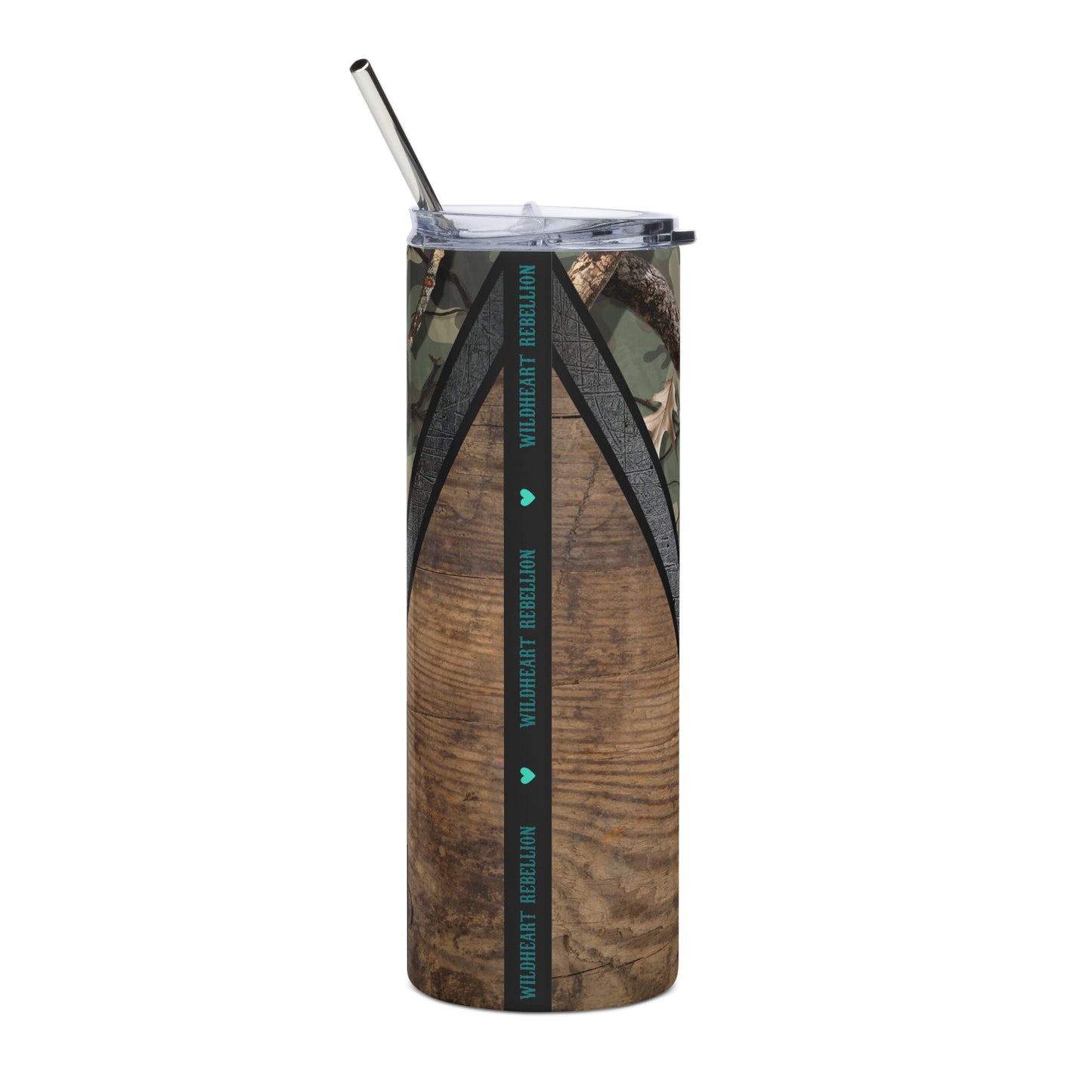 Hunter's Hideout Woodgrain Camo Stainless steel tumbler