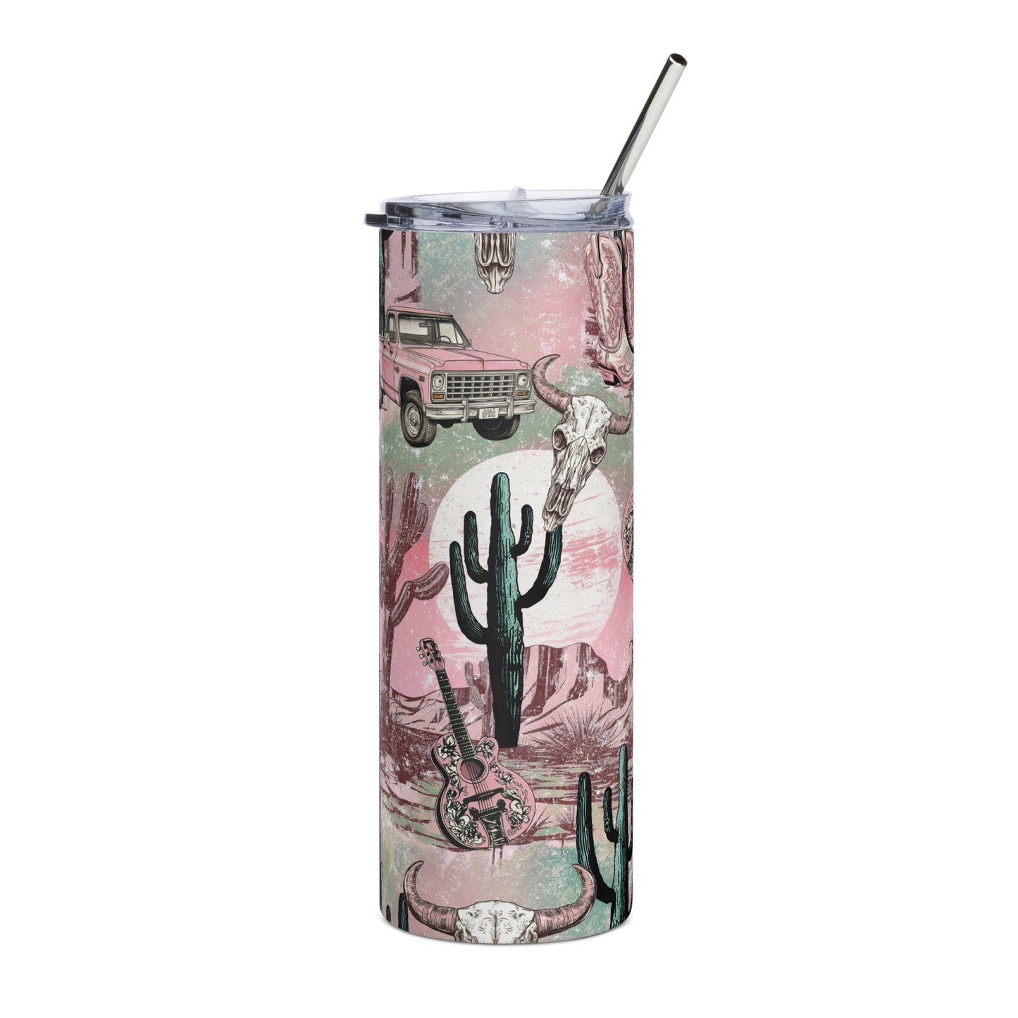 Pink Cowgirl Western Dessert Stainless steel tumbler 20oz