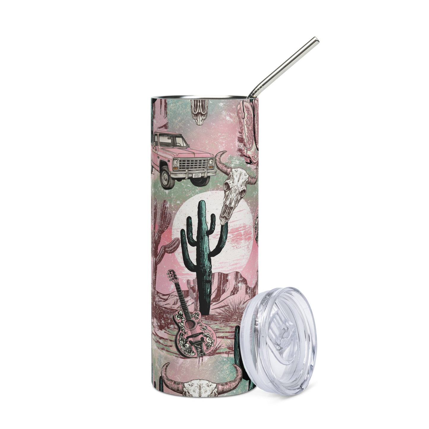 Pink Cowgirl Western Dessert Stainless steel tumbler 20oz