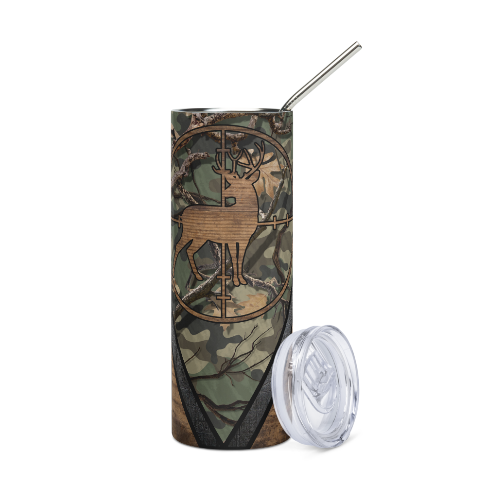 Hunter's Hideout Woodgrain Camo Stainless steel tumbler