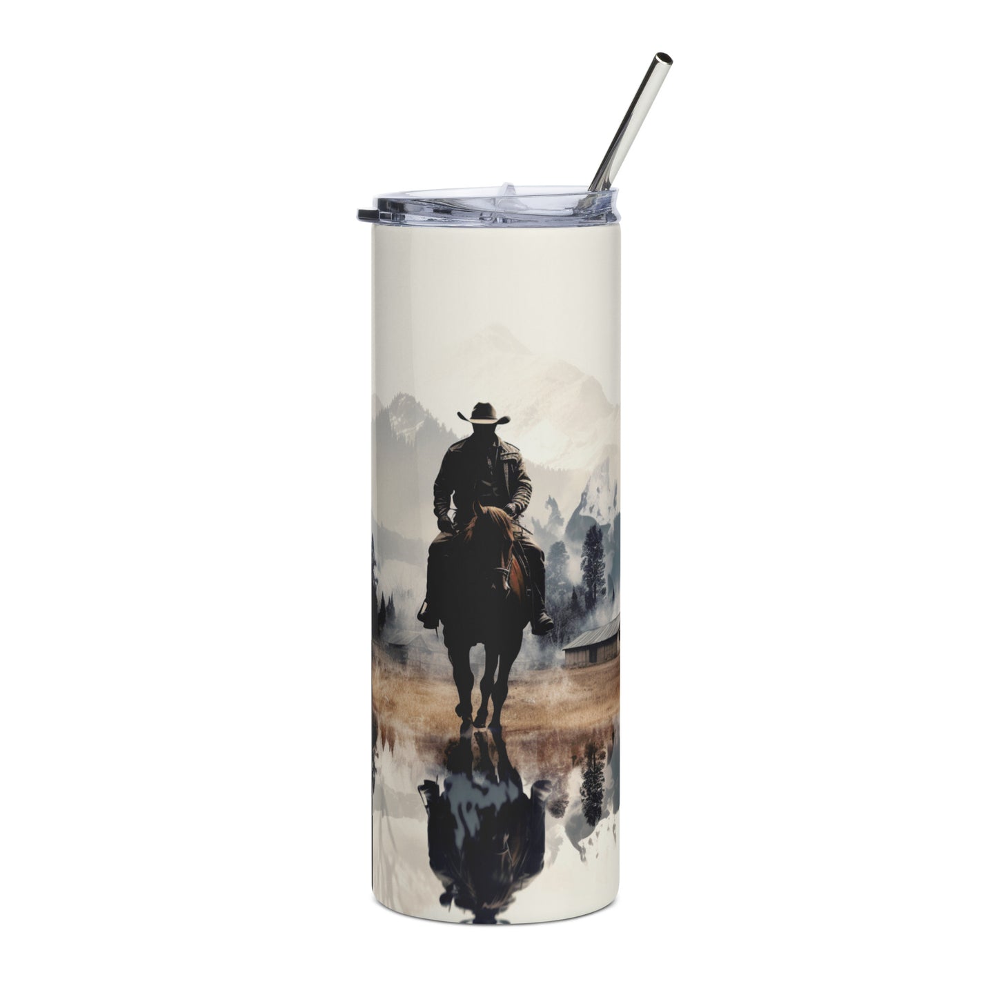 Cowboy Horizon Watercolor Stainless steel tumbler 20oz