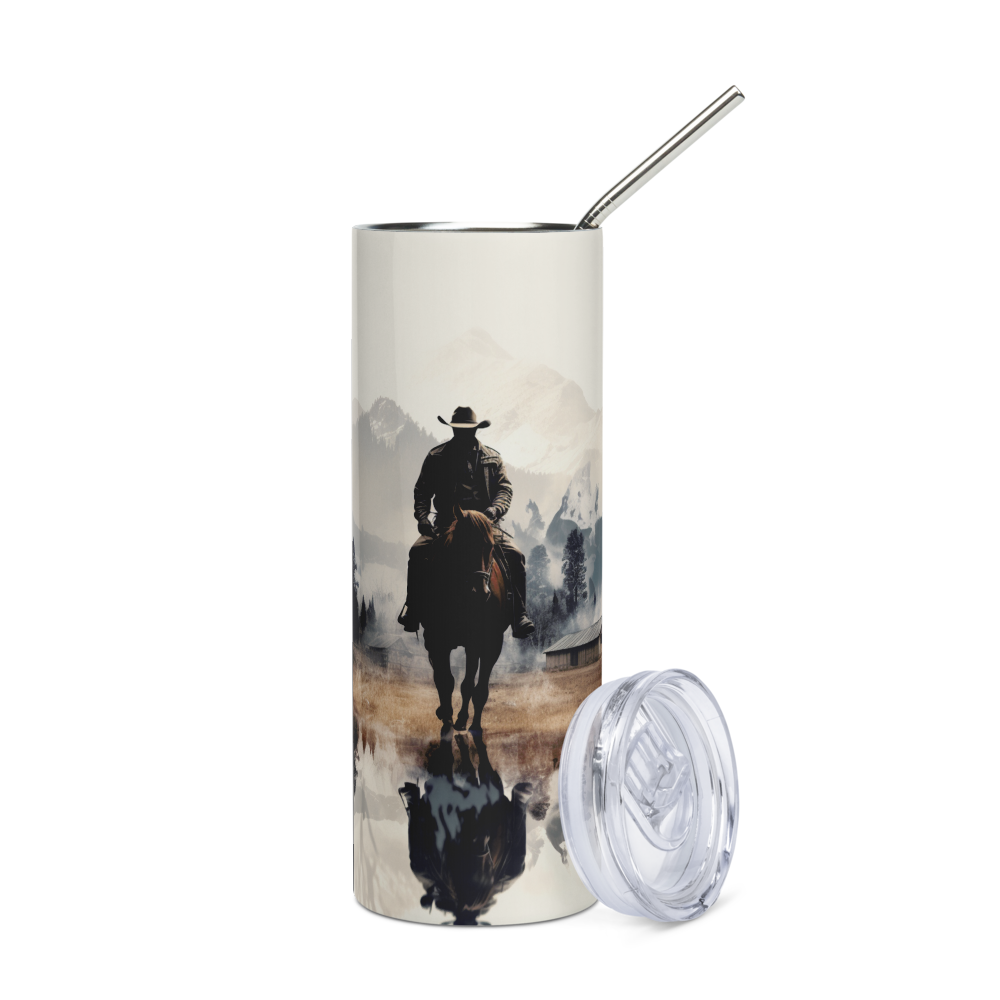 Cowboy Horizon Watercolor Stainless steel tumbler 20oz