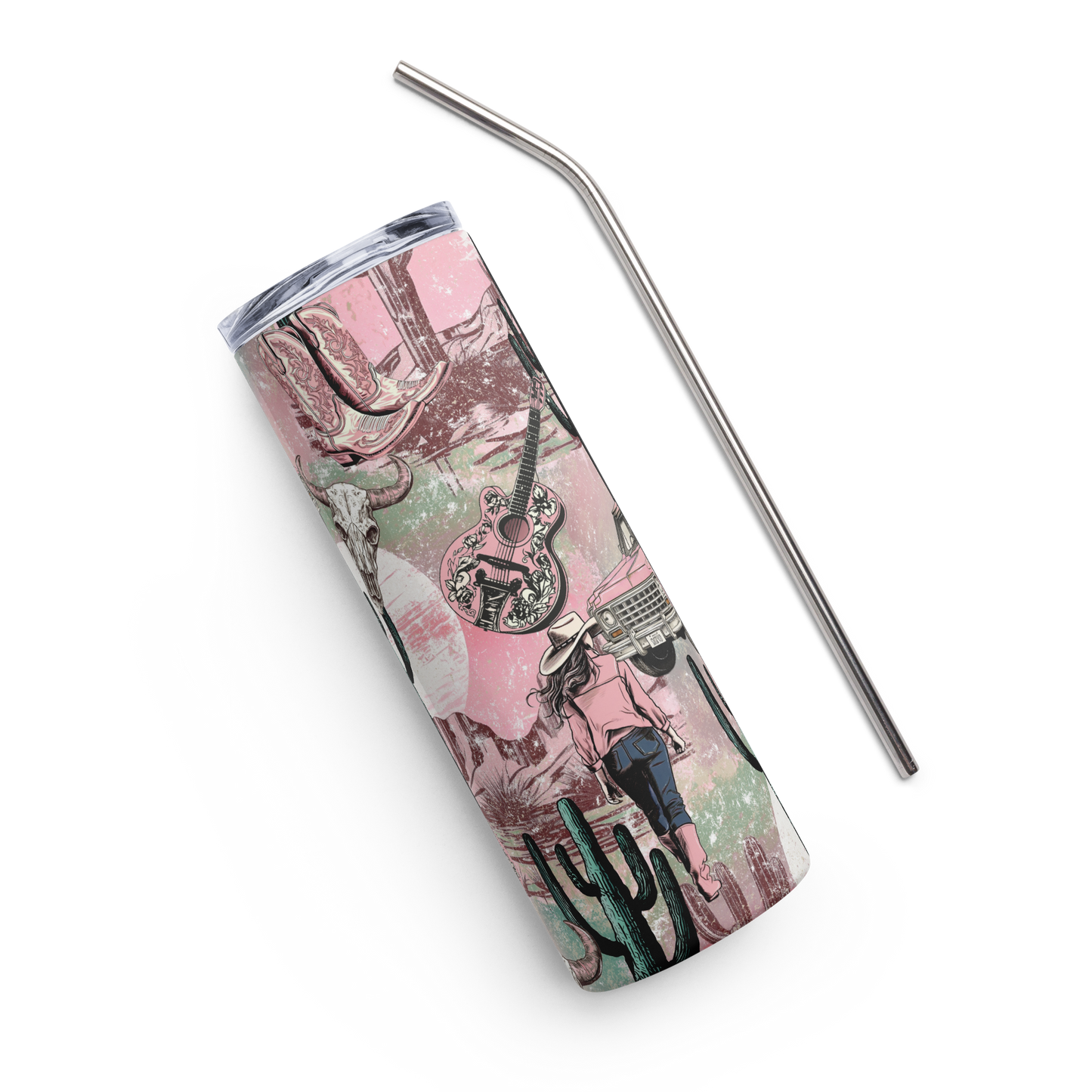 Pink Cowgirl Western Dessert Stainless steel tumbler 20oz