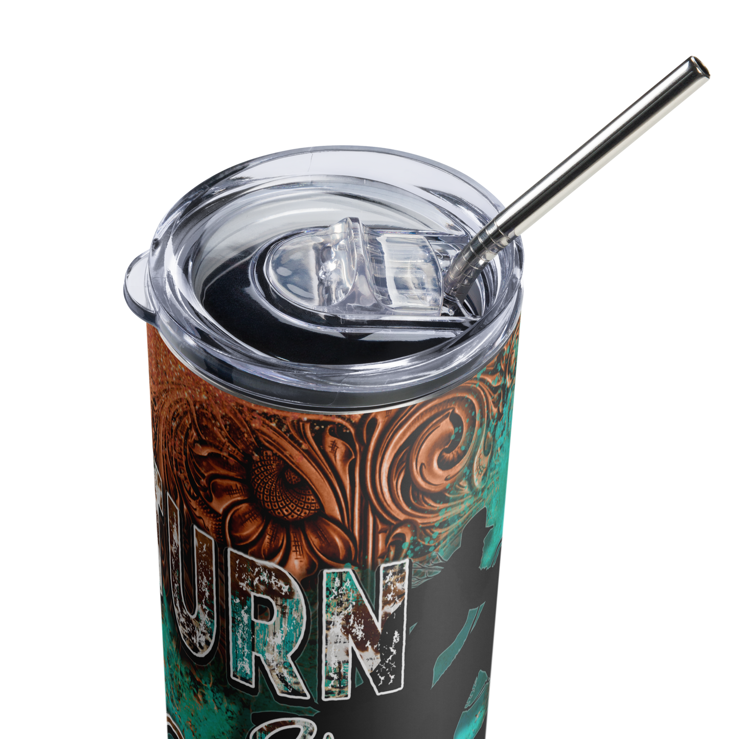 Cowgirl Turquoise Trails Barrel Racing Stainless steel tumbler 20oz.