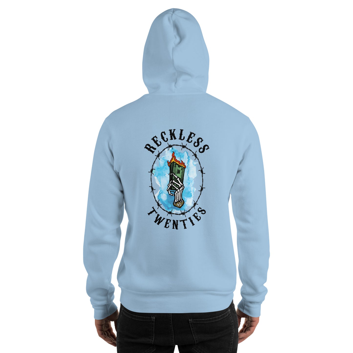 Reckless 20's Wild Ride- Men's Light Blue Hoodie