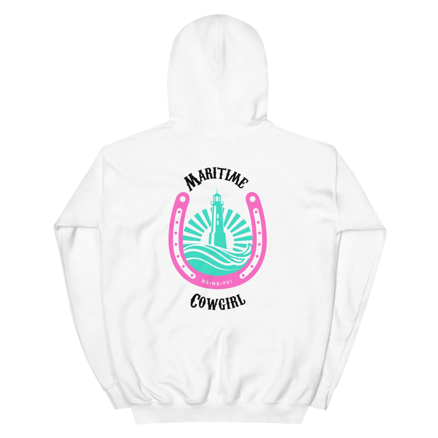 Maritime Cowgirl Women's Hoodie Tee Pink Horse Shoe