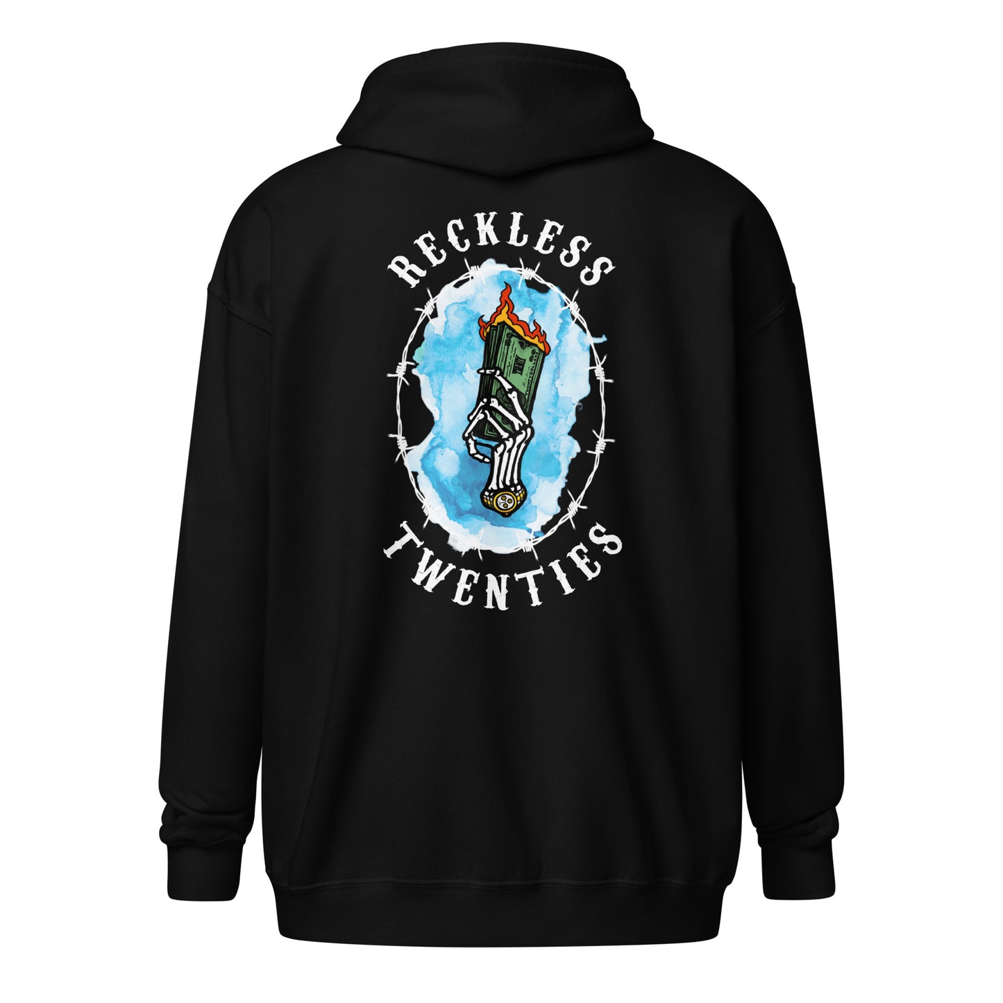 Reckless 20's Wild Ride- Men's Black Zip Up Hoodie