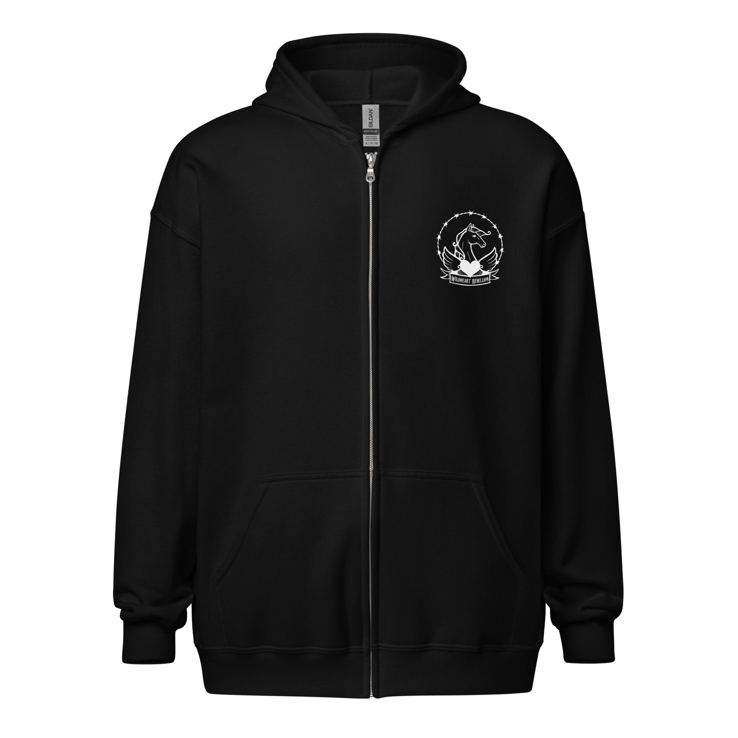 Maritime Cowgirl Women's Black Zip Up Hoodie Grey Horse Shoe