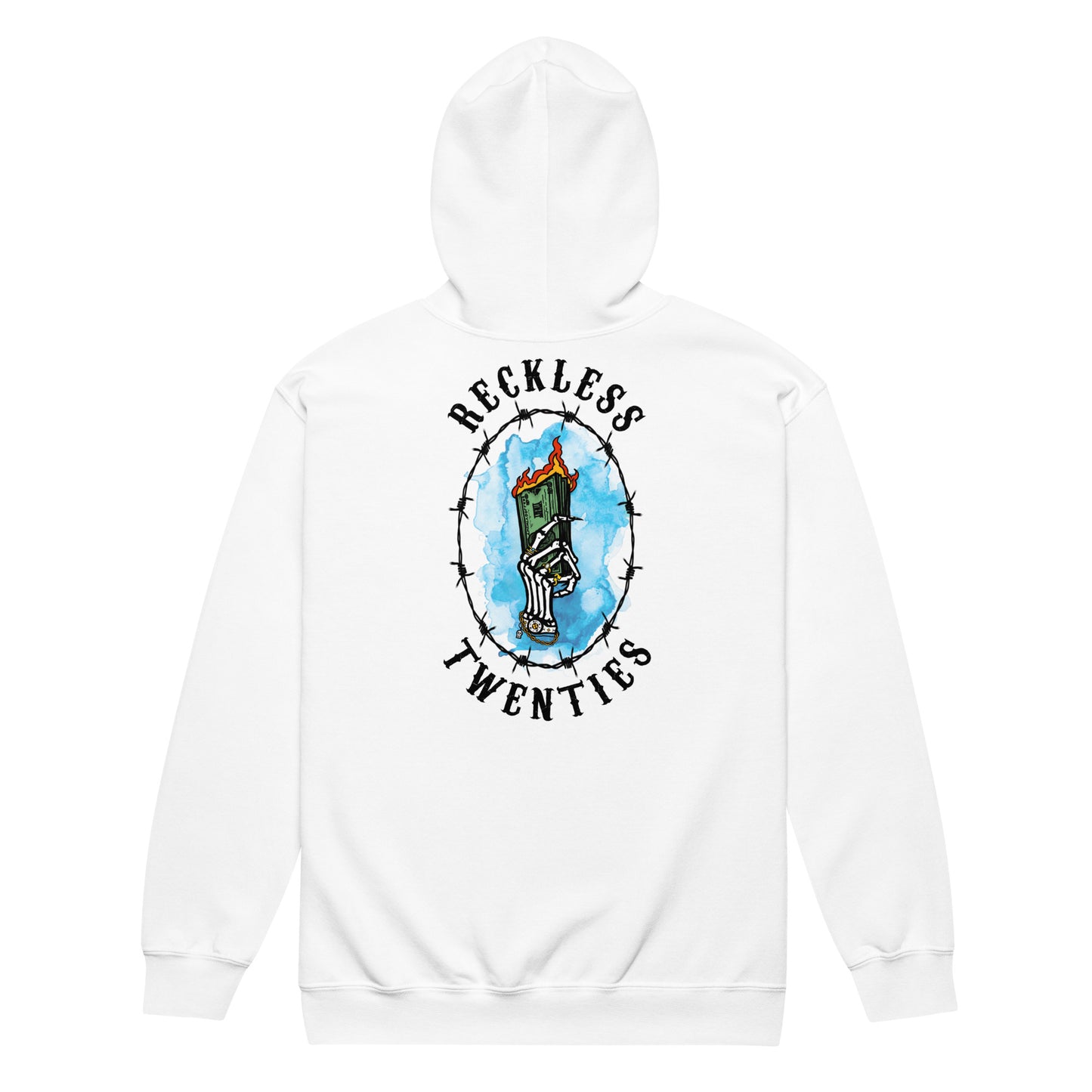 Reckless 20's Wild Ride- Women's Zip Up Hoodie White
