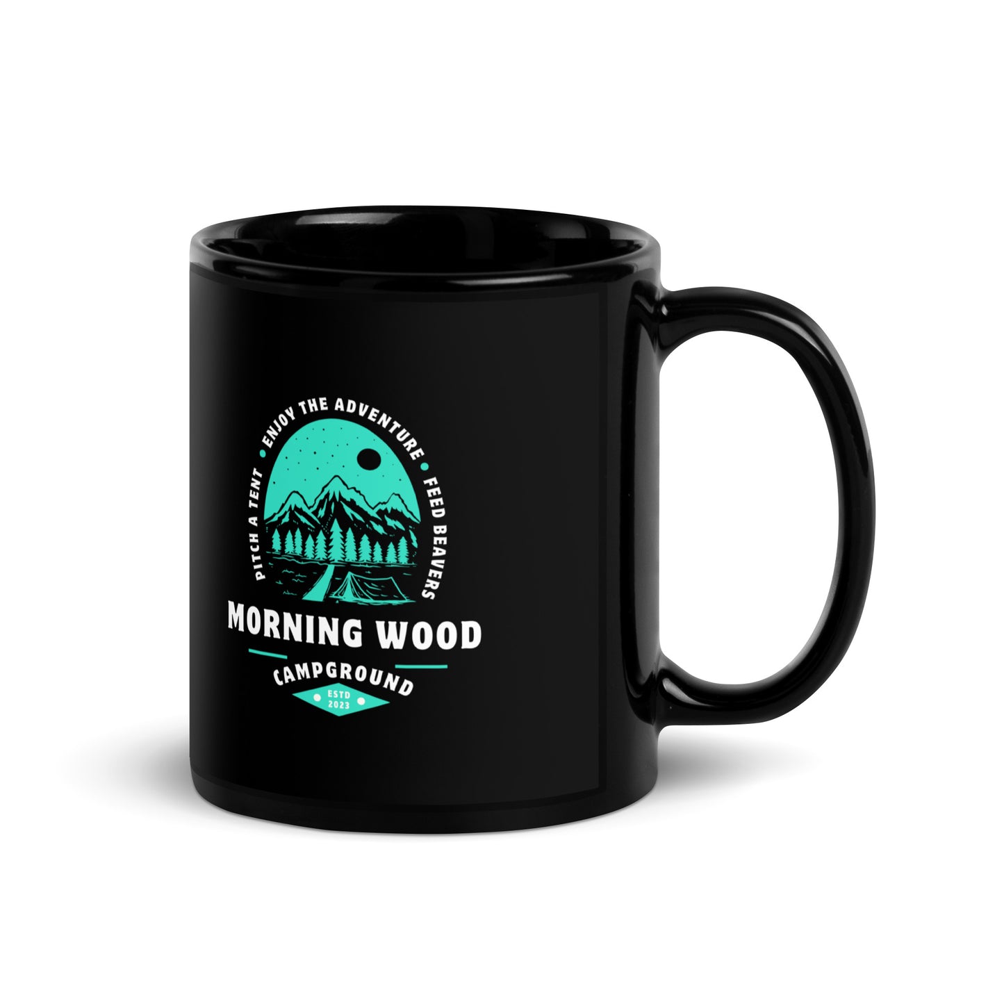 Morning Wood Campground Black Coffee Mug