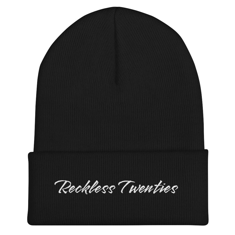 Premium Reckless Twenties Embroidered Black Cuffed Beanie