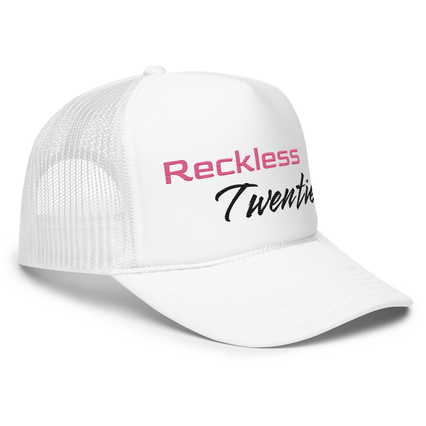 Pink Reckless Twenties Foam White Trucker Hat