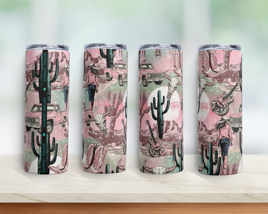 Pink Cowgirl Western Dessert Stainless steel tumbler 20oz