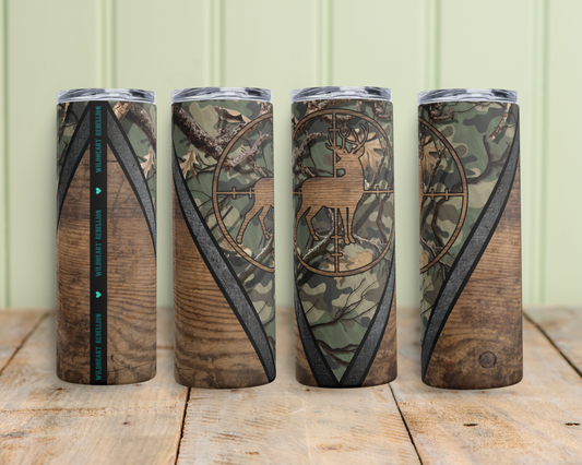 Hunter's Hideout Woodgrain Camo Stainless steel tumbler