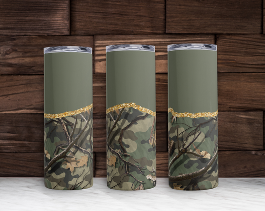 Green Camo Cowgirl Stainless steel tumbler 20oz