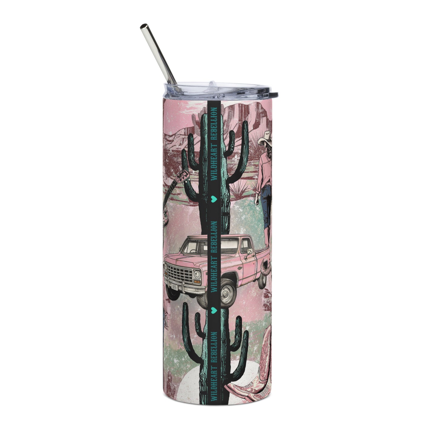 Pink Cowgirl Western Dessert Stainless steel tumbler 20oz