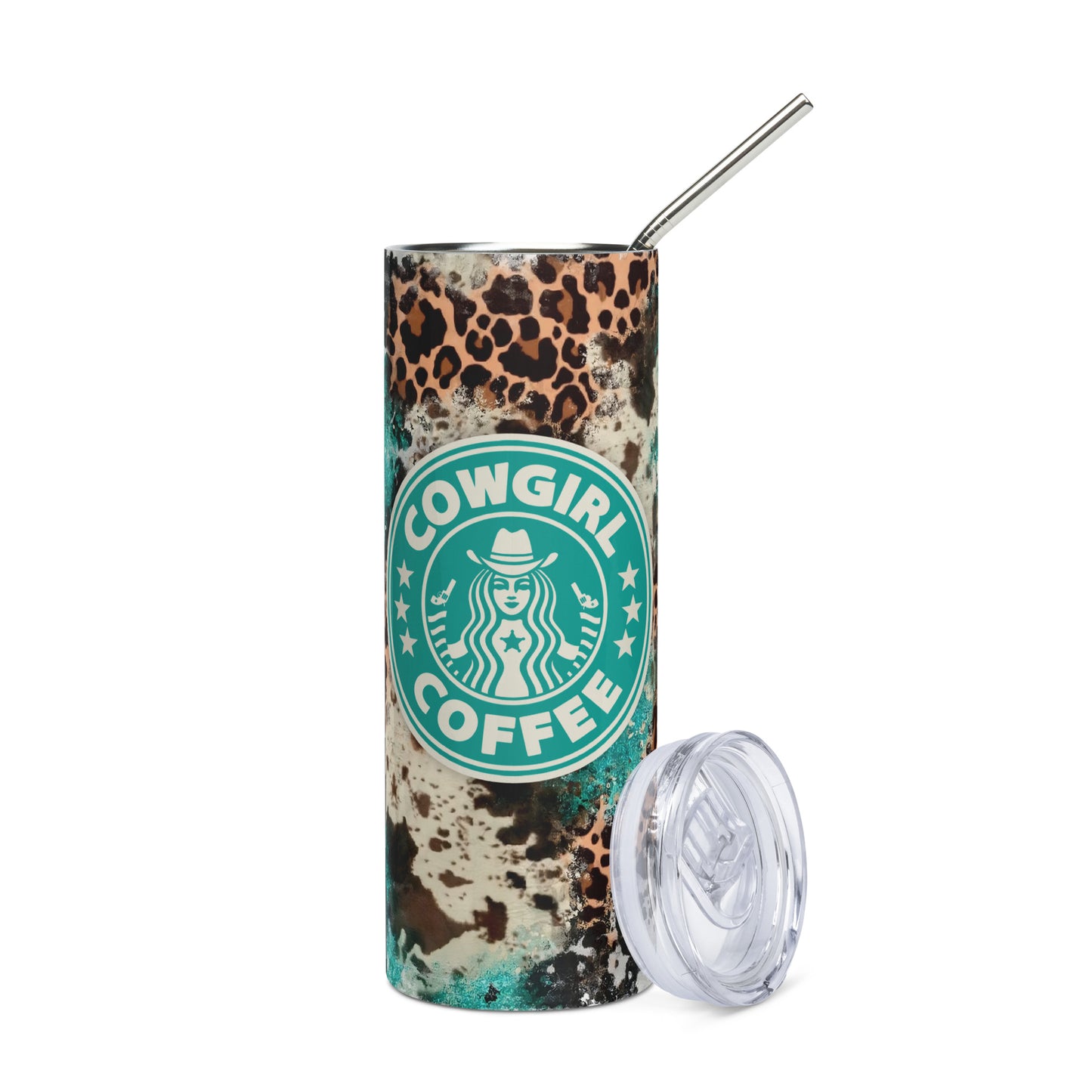 Turquoise Cowgirl Coffee Western Stainless steel tumbler 20oz.