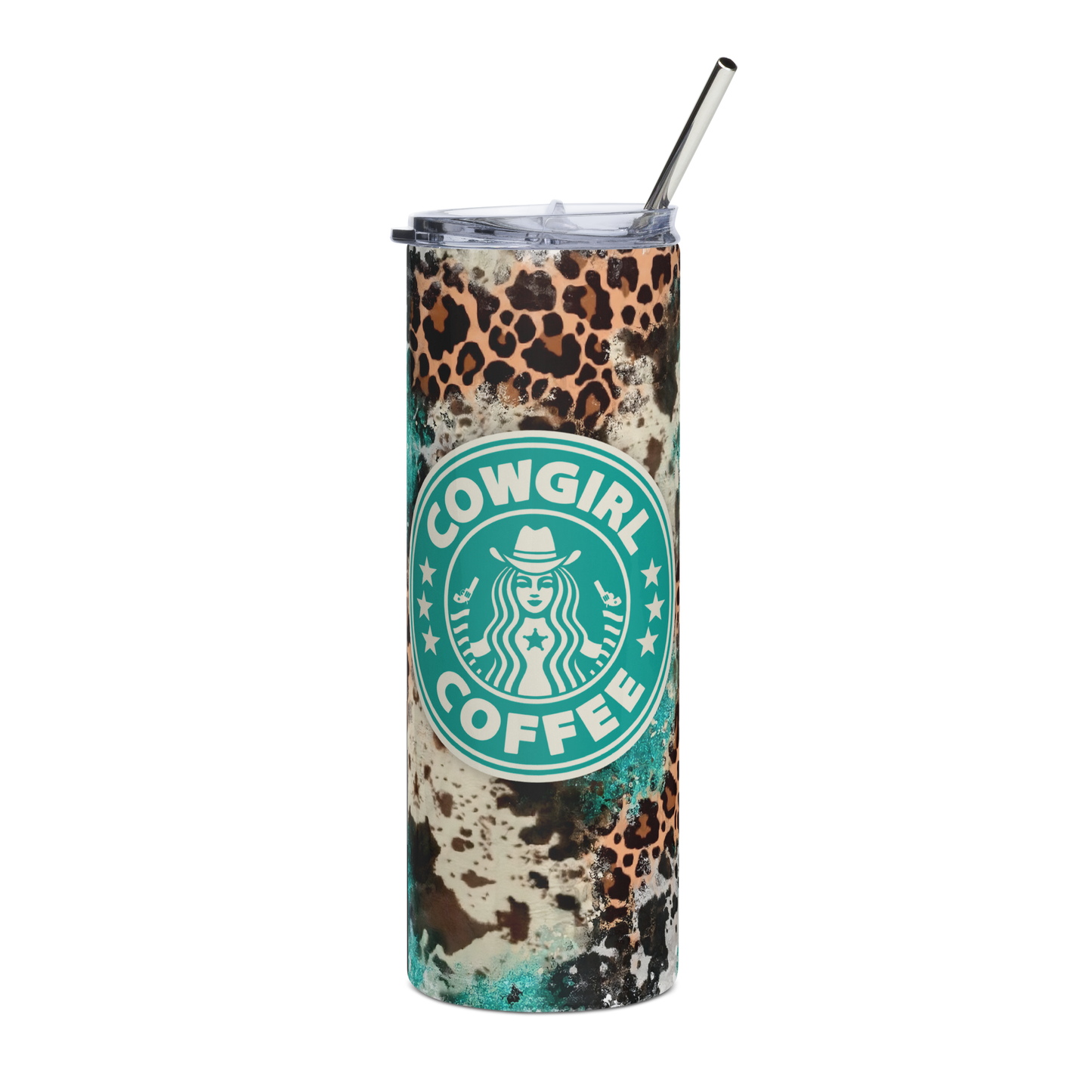 Turquoise Cowgirl Coffee Western Stainless steel tumbler 20oz.