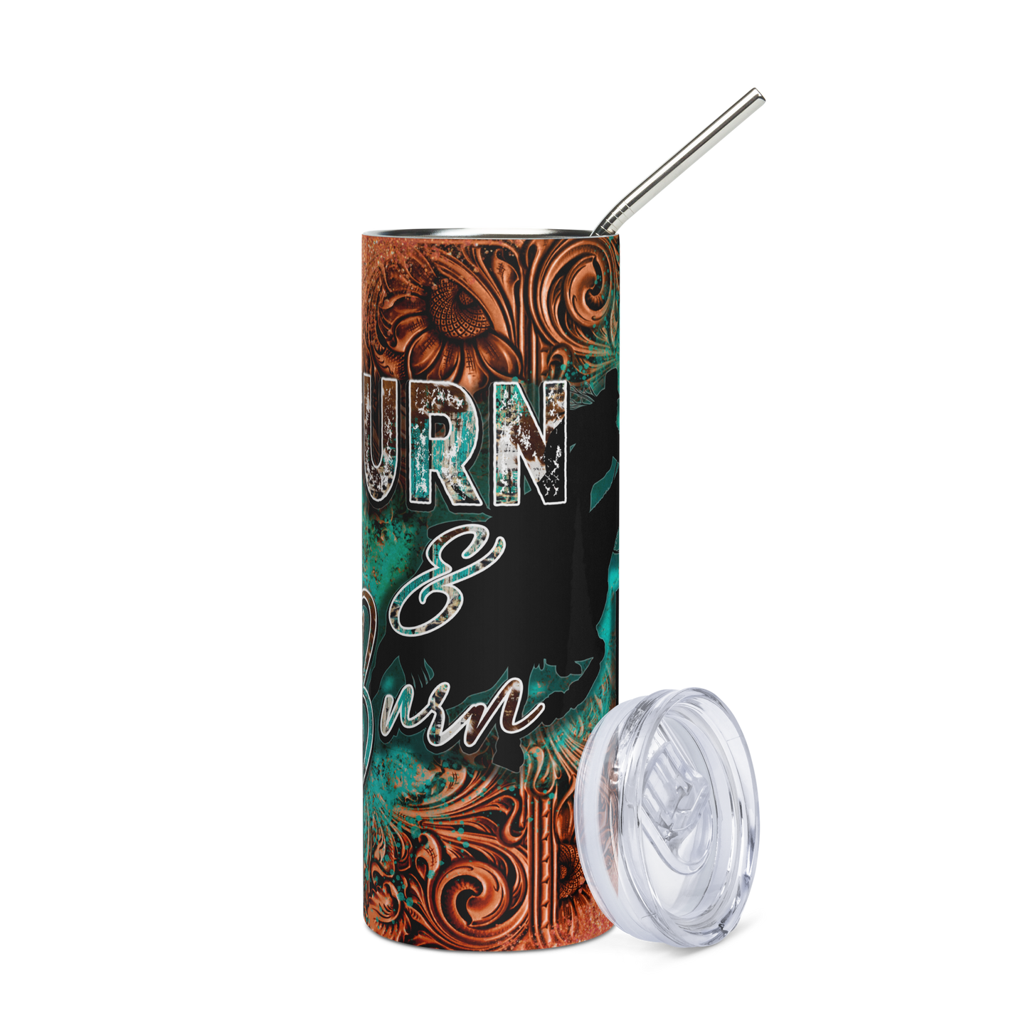 Cowgirl Turquoise Trails Barrel Racing Stainless steel tumbler 20oz.