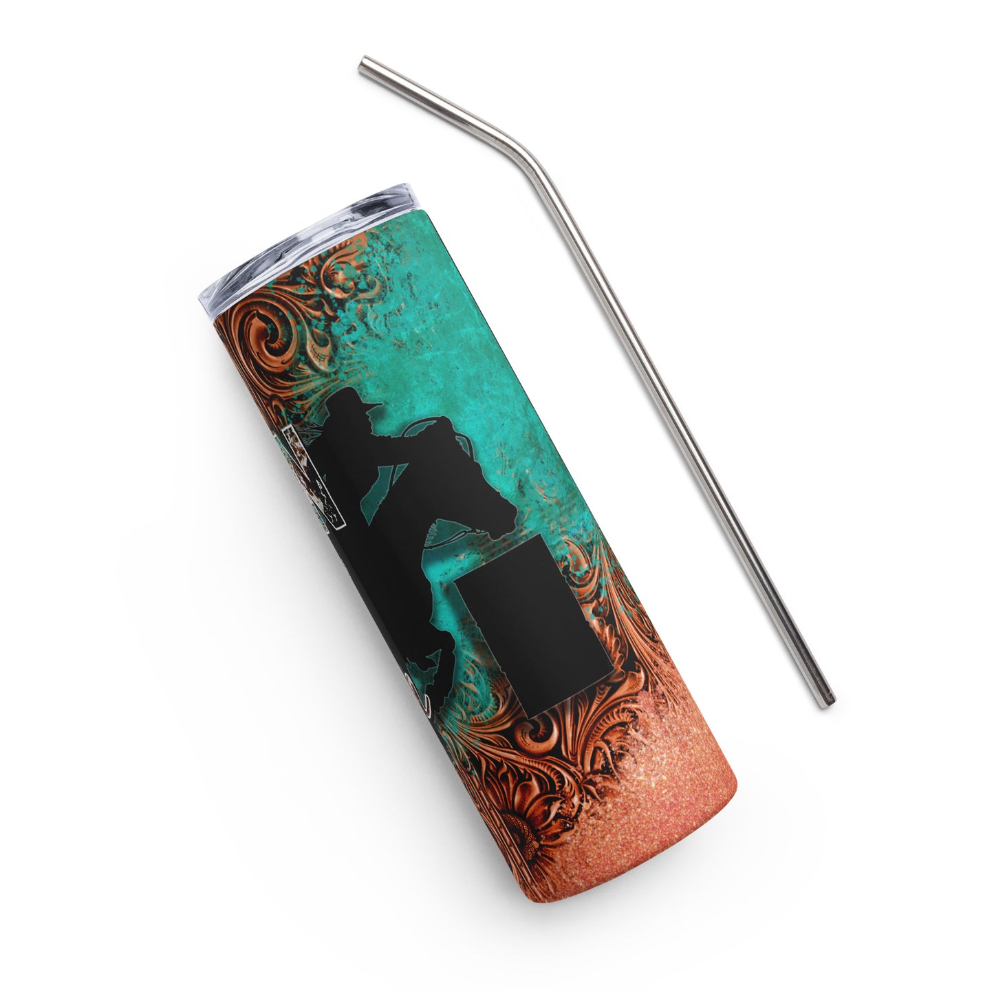 Cowgirl Turquoise Trails Barrel Racing Stainless steel tumbler 20oz.