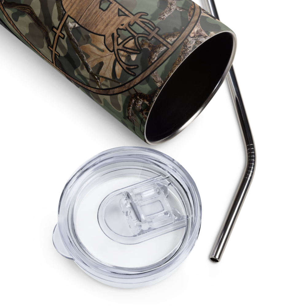 Hunter's Hideout Woodgrain Camo Stainless steel tumbler