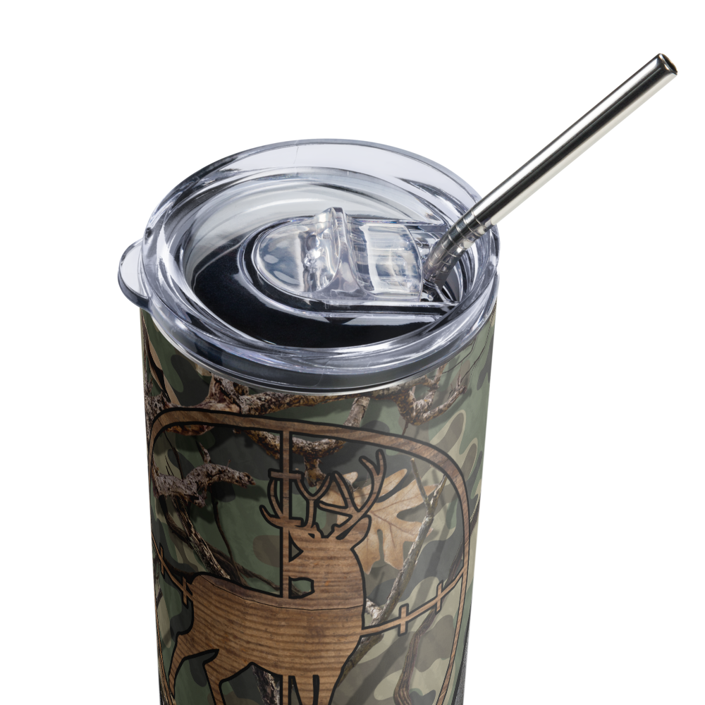 Hunter's Hideout Woodgrain Camo Stainless steel tumbler