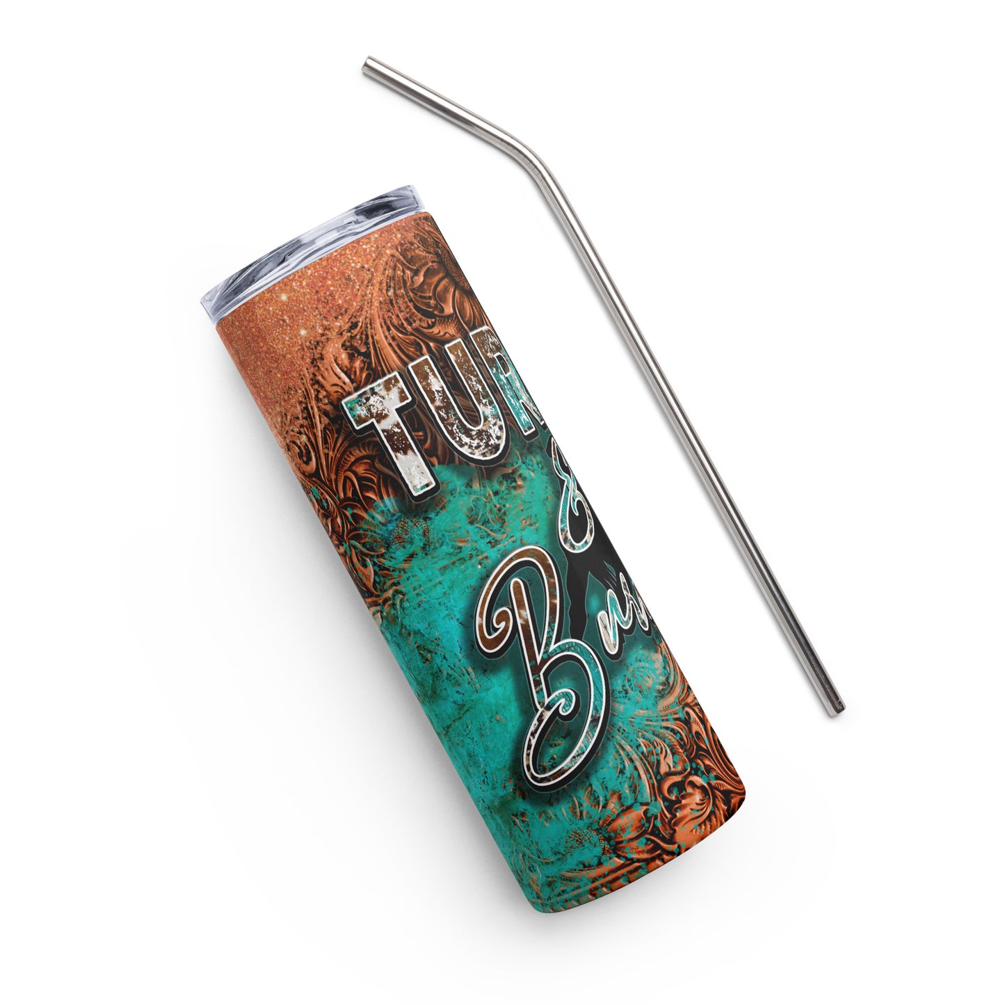 Cowgirl Turquoise Trails Barrel Racing Stainless steel tumbler 20oz.