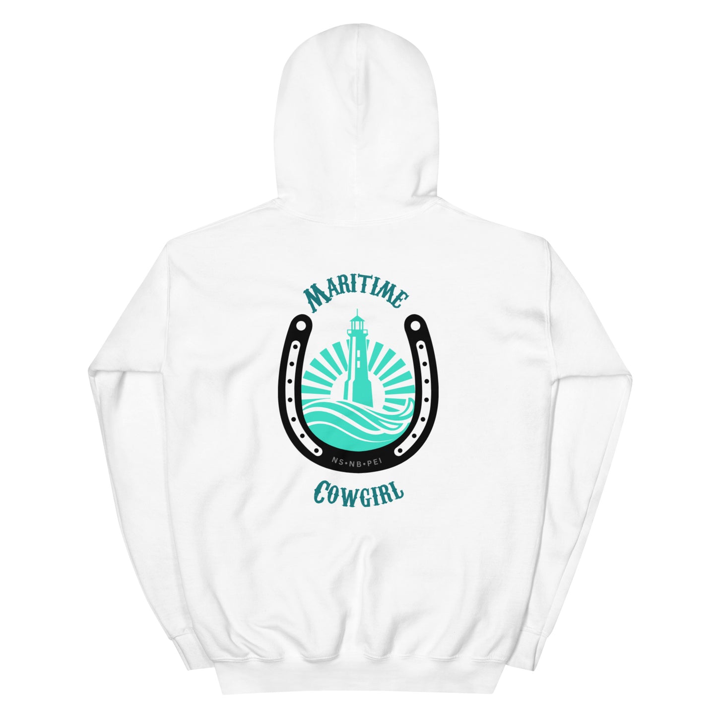 Maritime Cowgirl Women's White Hoodie Grey Horse Shoe