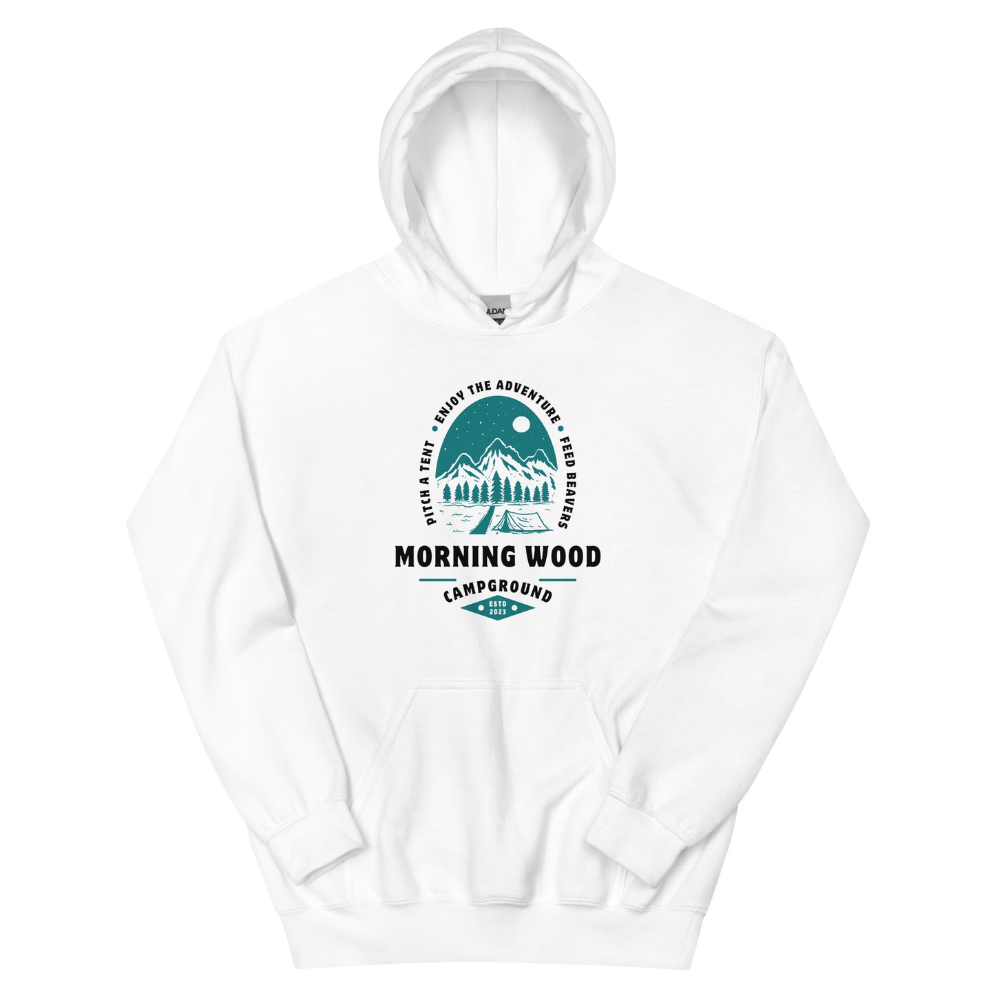 Morning Wood Campground Men's White Hoodie