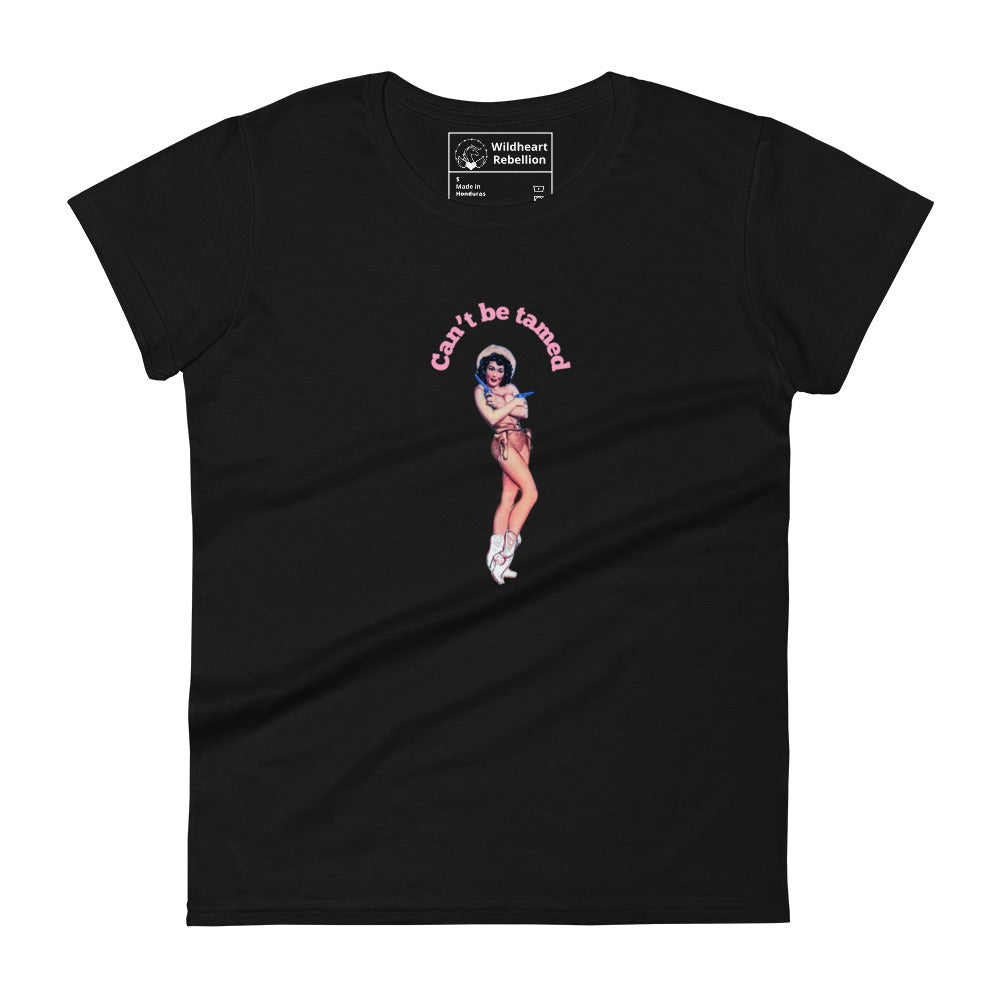 Vintage Cowgirl - Can't be Tamed - Women's Black t-shirt