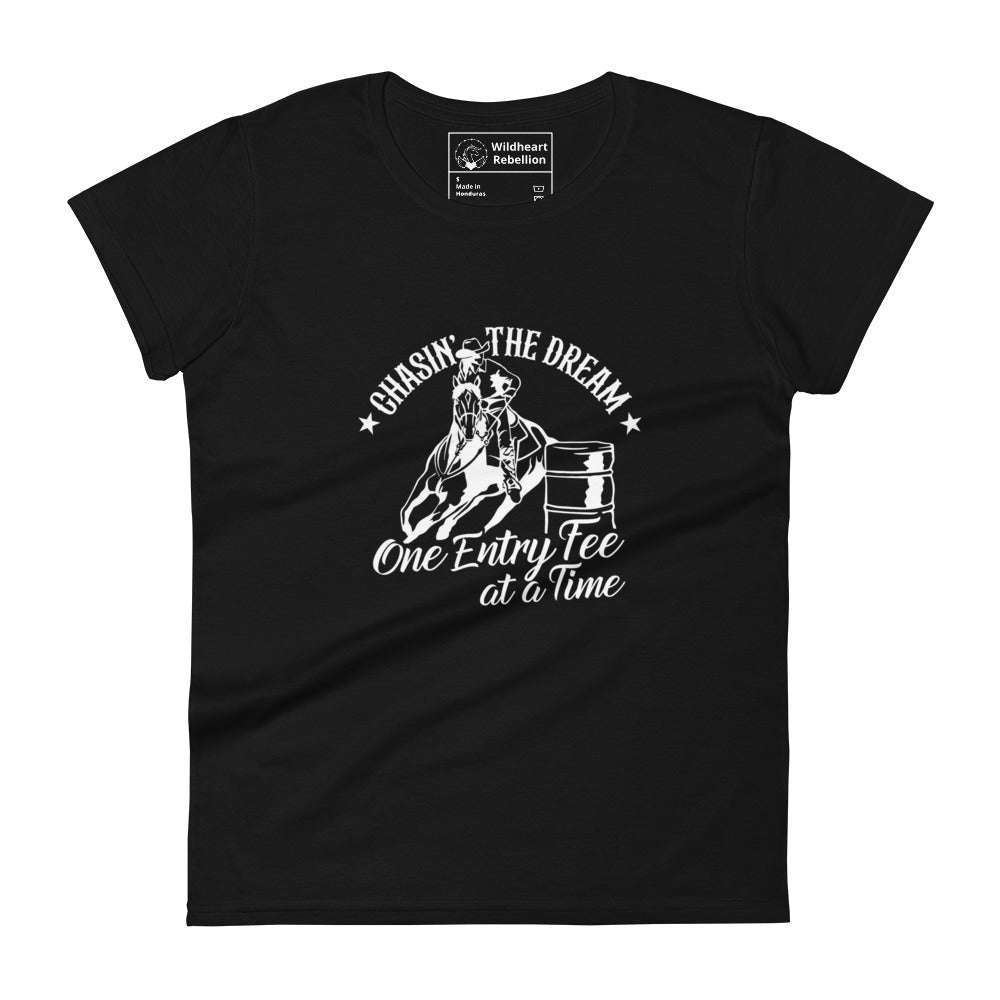 Chasing the Dream -Women's Black Barrel Racing t-shirt